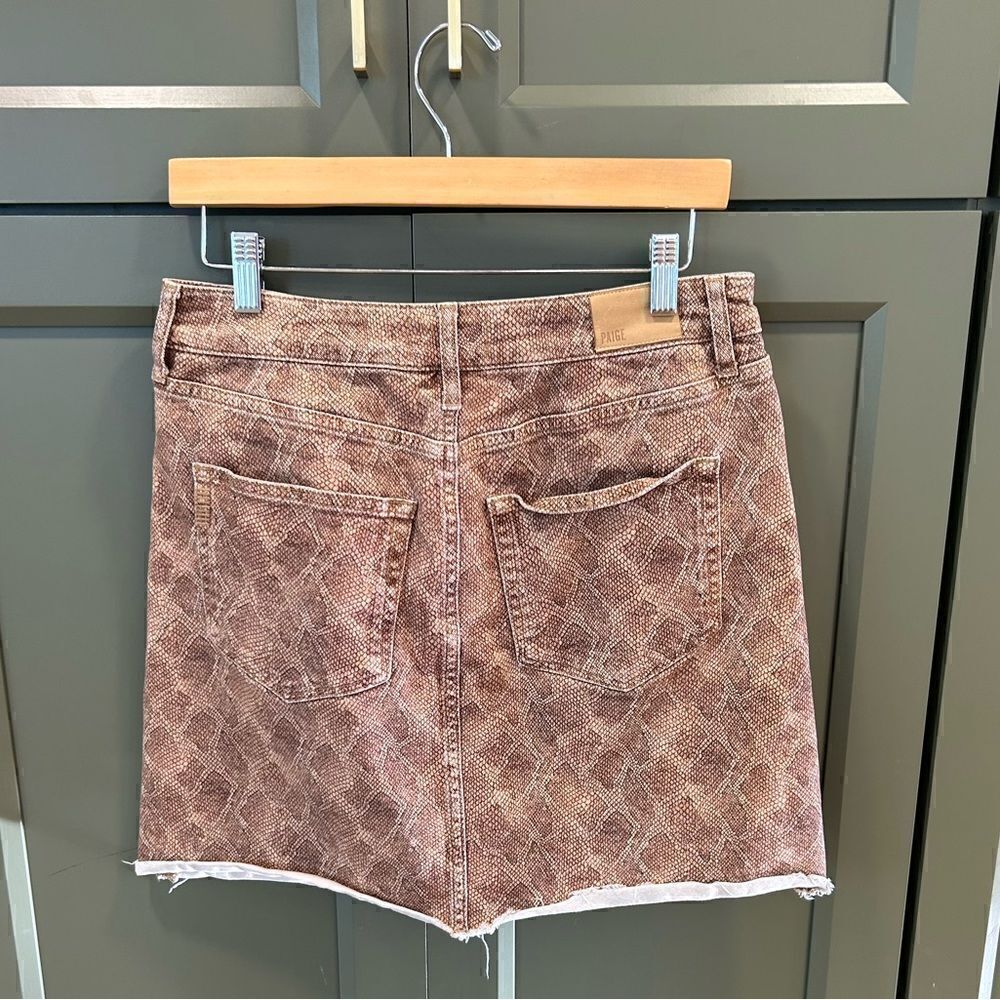 Paige Aideen Raw Hem Snakeskin Jean Mini Skirt - Picture 5 of 8